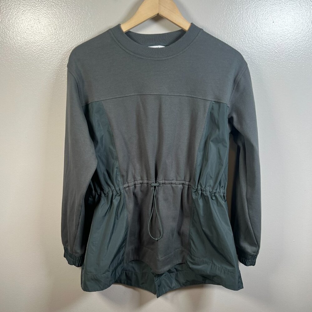 Athleta Triumph Hybrid Crewneck Sweatshirt Size Small Green Athletic Cozy Comfy